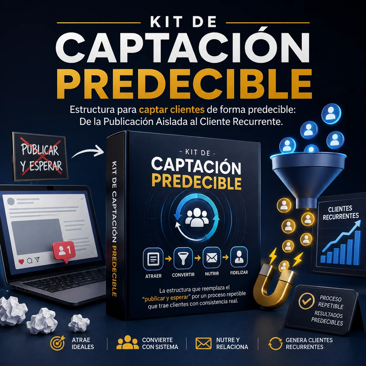 Kit de Captación Predecible: estructura para captar clientes de forma predecible, de la publicación aislada al cliente recurrente